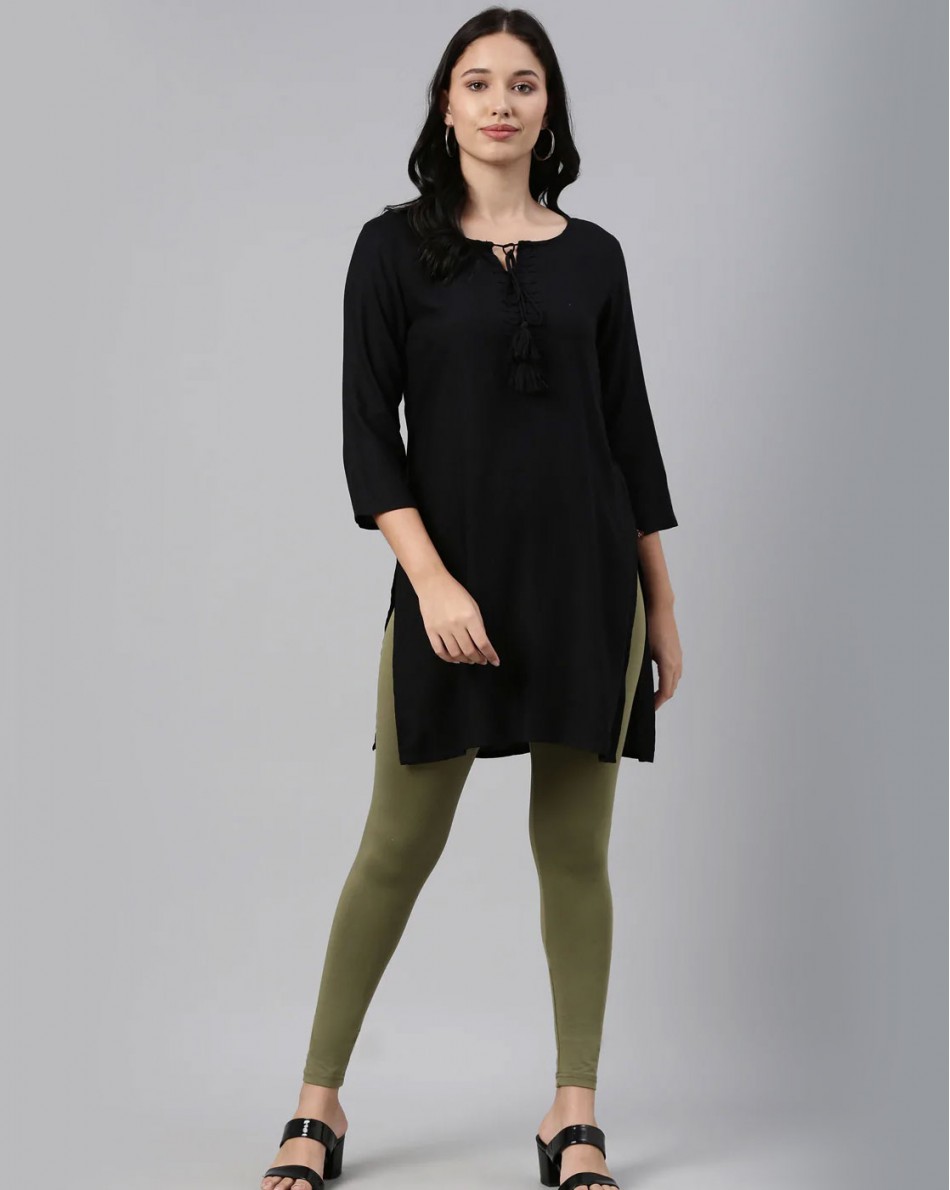 Olive Green Ankle Length Leggings