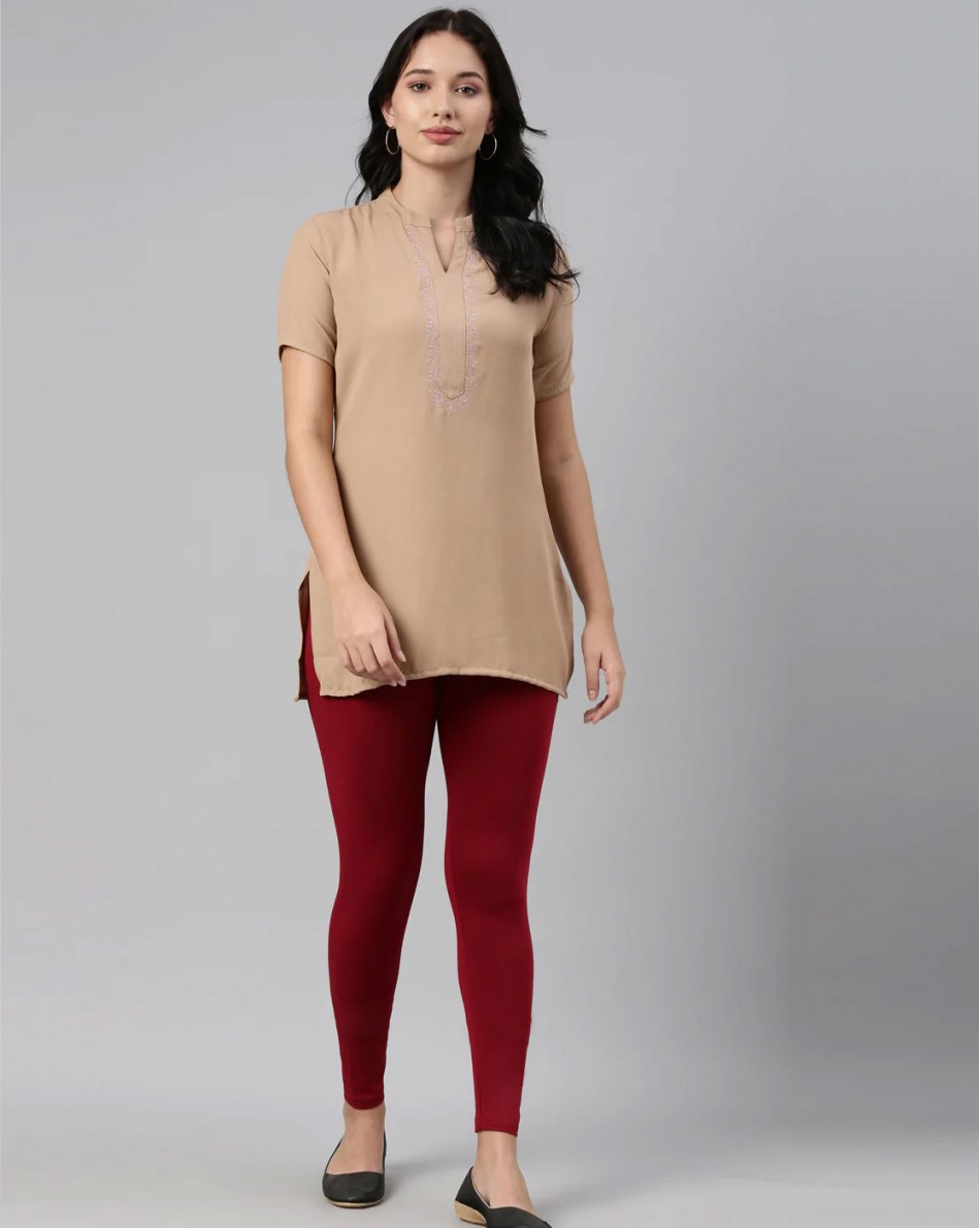 Red Maroon Ankle Length Leggings