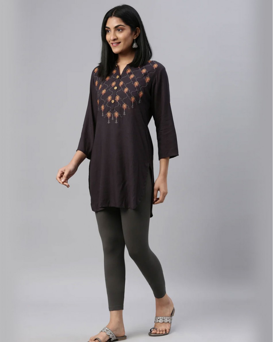 Steel Gray Ankle Length Leggings