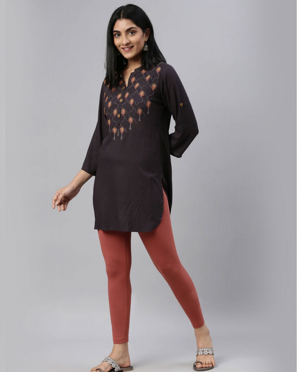 Rust Brown Ankle Length Leggings