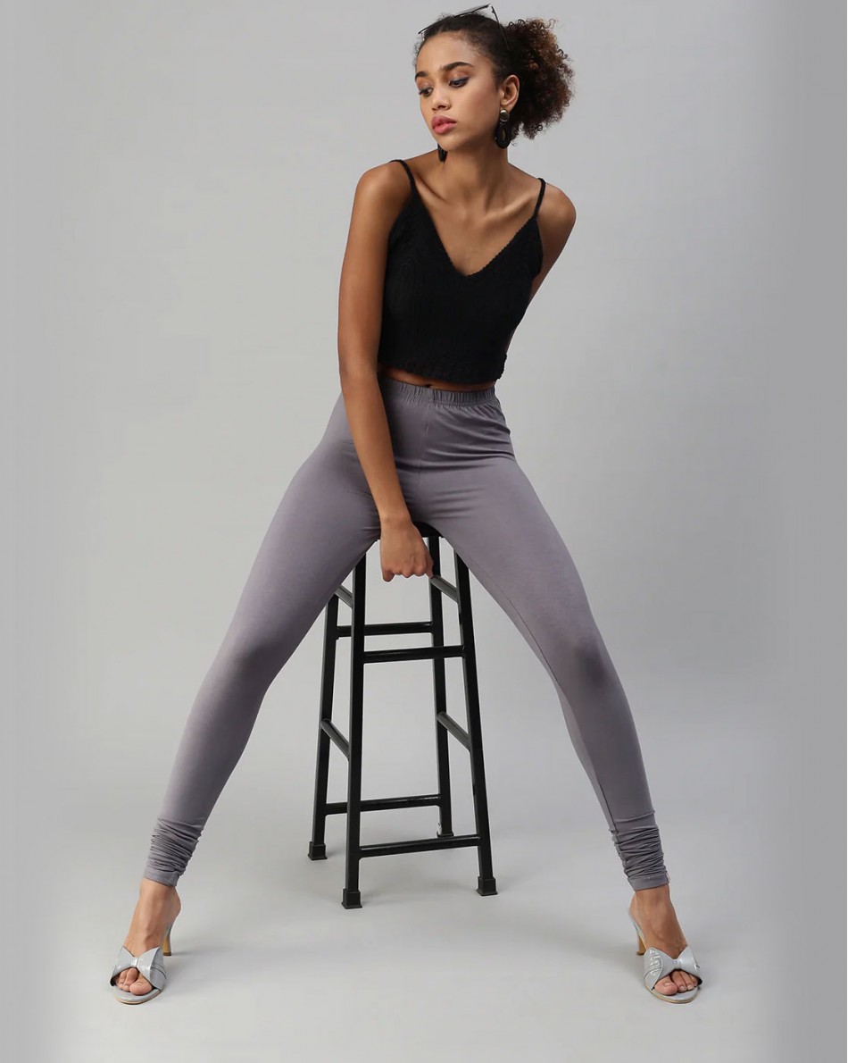 Gray Melange Churidar Leggings 
